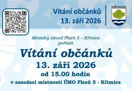 13.9.2026 na křimickém úřadu přivítáme nové občánky