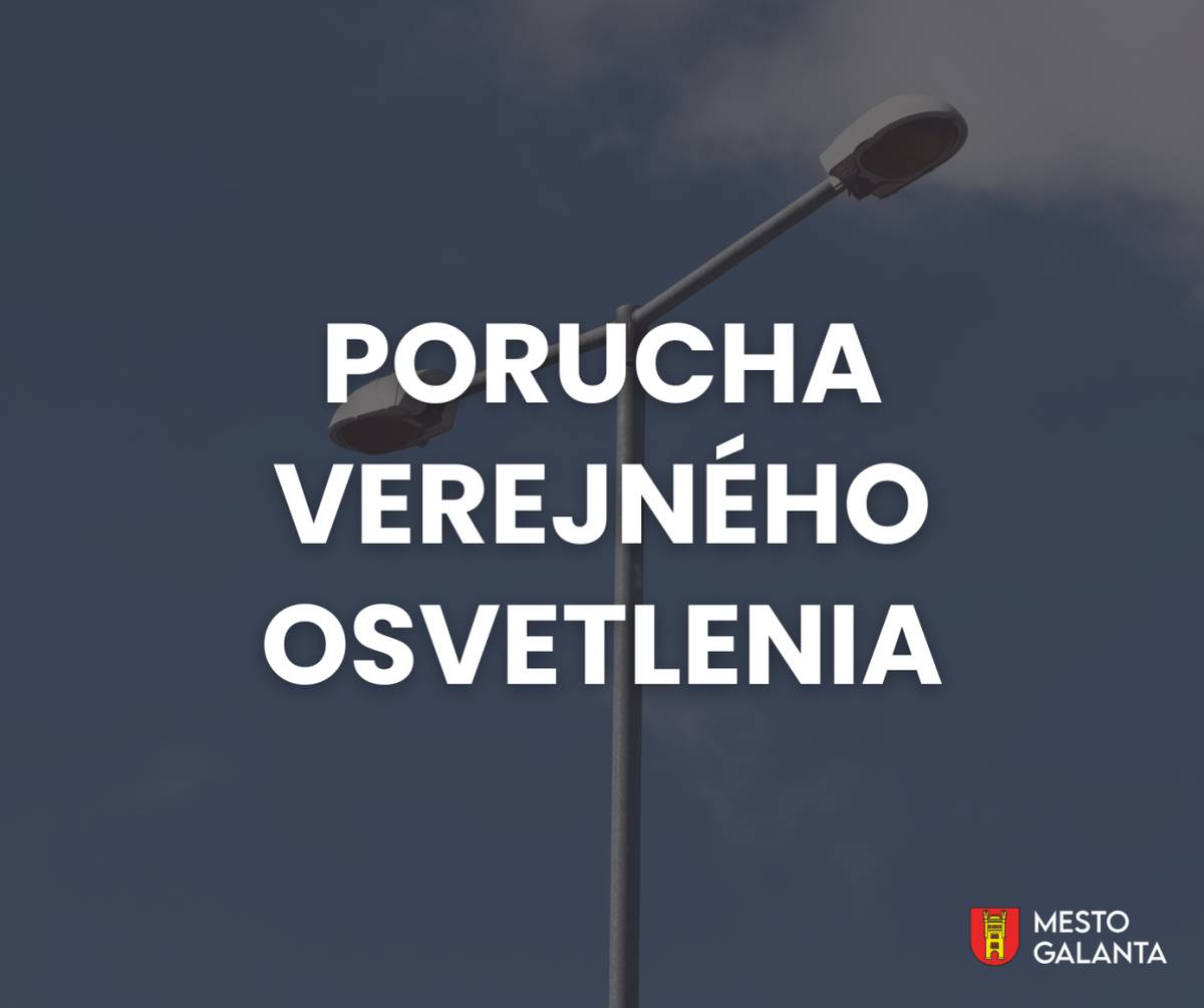 Mesto Galanta a Technické služby mesta Galanta informujú obyvateľov o poruche verejného osvetlenia na Šafárikovej ulici. Počas dnešného dňa bude prebiehať jeho oprava. Ďakujeme za trpezlivosť a pochopenie.