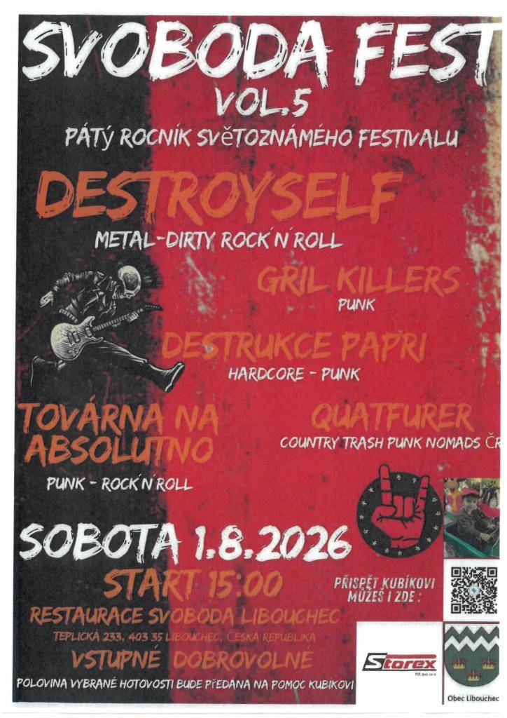 Pozvánka na tradiční Svobodafest - bližší informace na plakátu