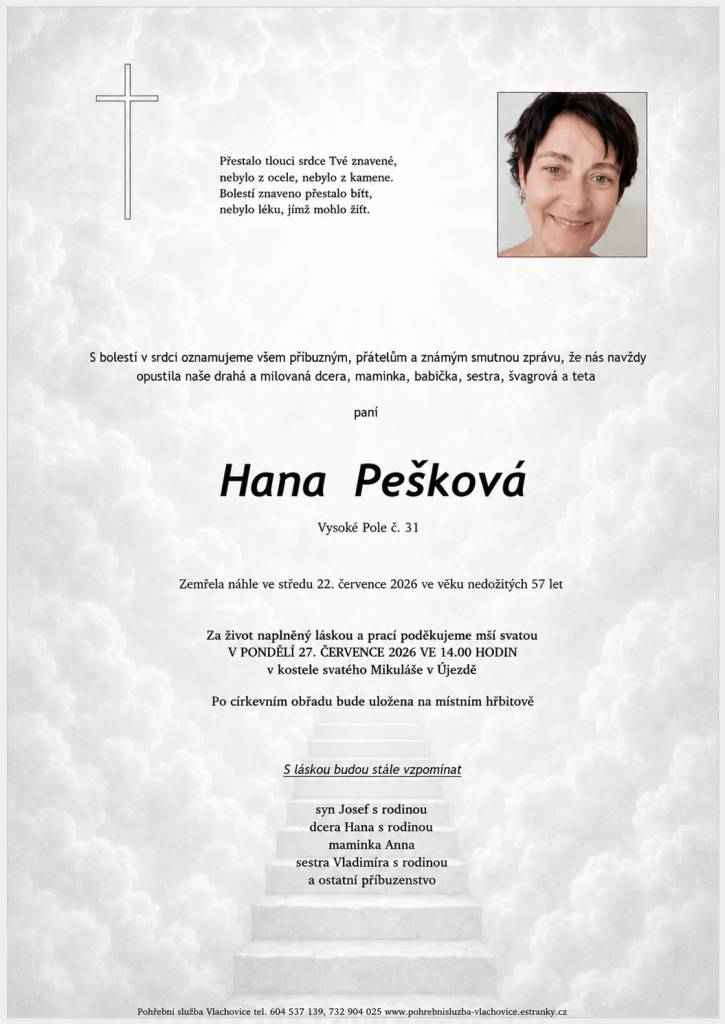 Paní Hana Pešková  Vysoké Pole č.p. 31