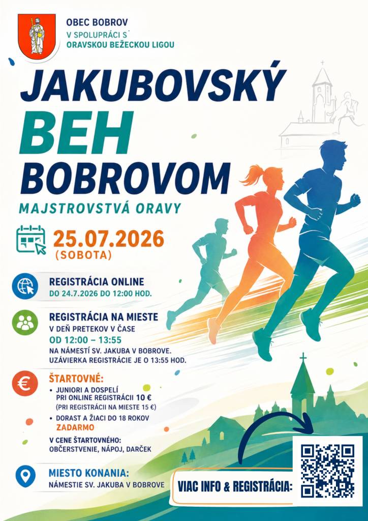 Obec Bobrov v spolupráci s Oravskou bežeckou ligou Vás pozývajú na turisticko-bežeckú akciu Jakubovský beh Bobrovom 2026.