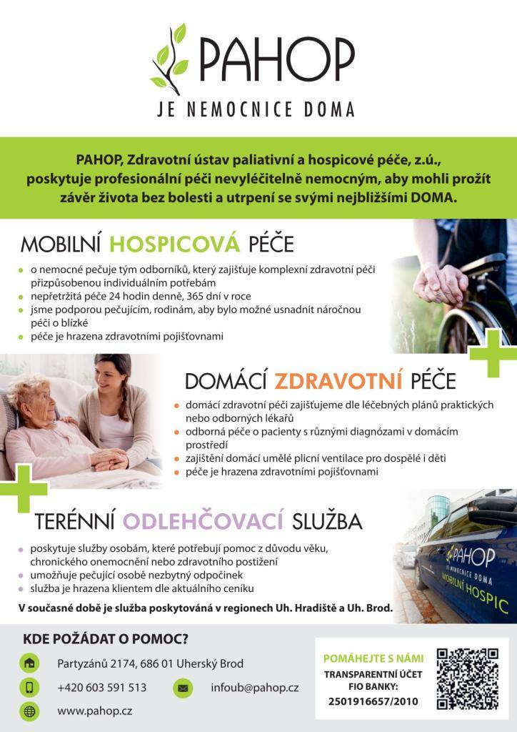 Mobilní hospicová péče, domácí zdravotní péče, terénní odlehčovací služba.
