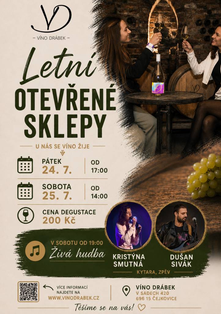 Kdy: 24.7. od 17:00, 25.7.2026 od 14:00  Kde: V Sadech 420, Čejkovice