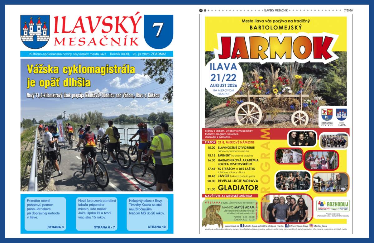 Júlové vydanie Ilavského mesačníka je už pripravené. Nájdete v ňom aktuálne množstvo zaujímavých tém z diania v našom meste.