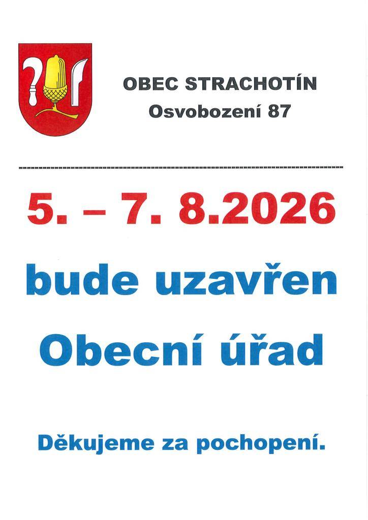 Uzavření Obecního úřadu 5.-7.8.2026