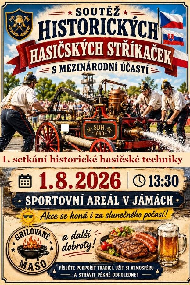Oznámení o kulturní akci - Sportovní areál Jámy - sobota 1.8.2026 od 13:30 hodi