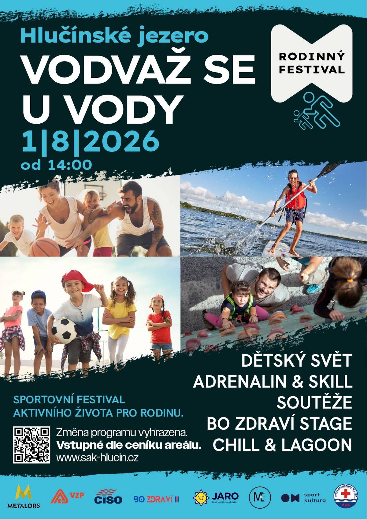 BO ZDRAVÍ!! a Sport a kultura Hlučín vás zvou na jedinečný rodinný festival plný pohybu, sportu a zábavy, který propojí celou rodinu a nabije vás pořádnou dávkou energie. 📅 V sobotu 1. srpna 2026 od 14:00 do 18:00 hodin se na vás těšíme v areálu Hlučínského jezera u Laguny. Čekají na vás soutěže a hry pro děti, moderní pohybové aktivity pro teenagery, sportovní turnaje pro dospělé, hudební doprovod i pohodová letní atmosféra u vody. 🏖️🎶 Přijďte si užít den plný pohybu, zábavy a společných zážitků s rodinou i přáteli. Těšíme se na vás! ☀️ #Hlučín #OdvazSeUVody #BoZdraví #SportAKulturaHlučín #HlučínskéJezero #AkceProRodiny #PohybJeRadost #LétoVHlučíně