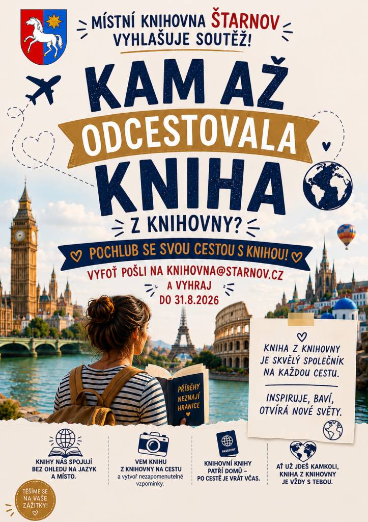 Místní knihovna Štarno vyhlašuje soutěž, která vybízí čtenáře, aby si vzali knihu na cestu.