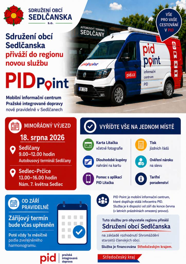 PID Point Mobilní informací centrum PID 18.8.2026 v Sedlčanech