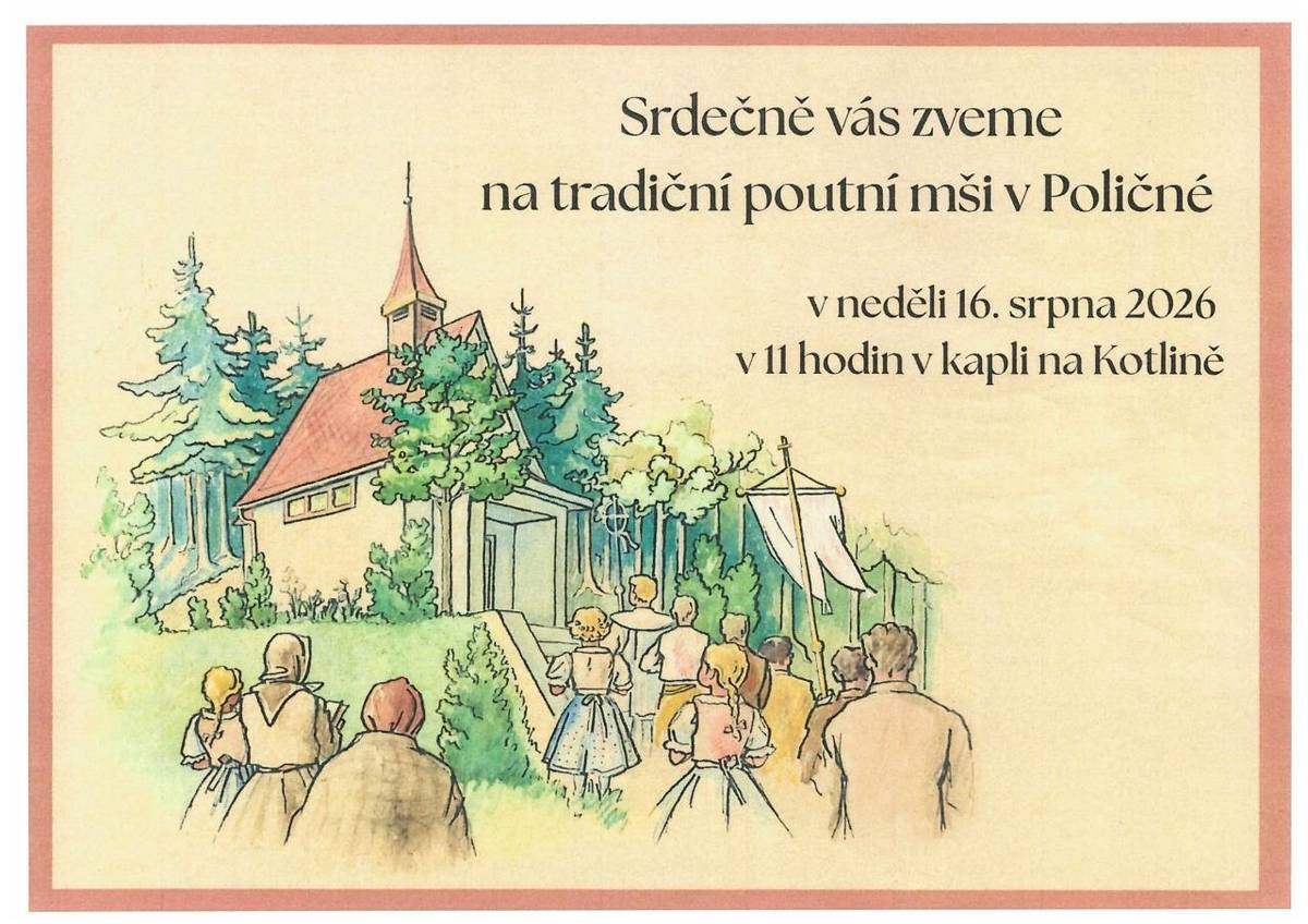 Pozvání na tradiční poutní mši v kapličce na Kotlině.