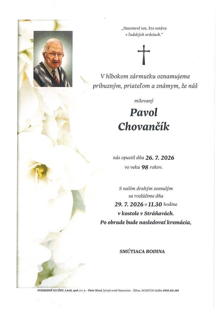 Oznámenie o poslednej rozlúčke
