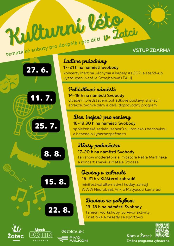 Pestrý program kulturních, sportovních i společenských událostí je díky mnoha organizátorům připraven v srpnu v Žatci.