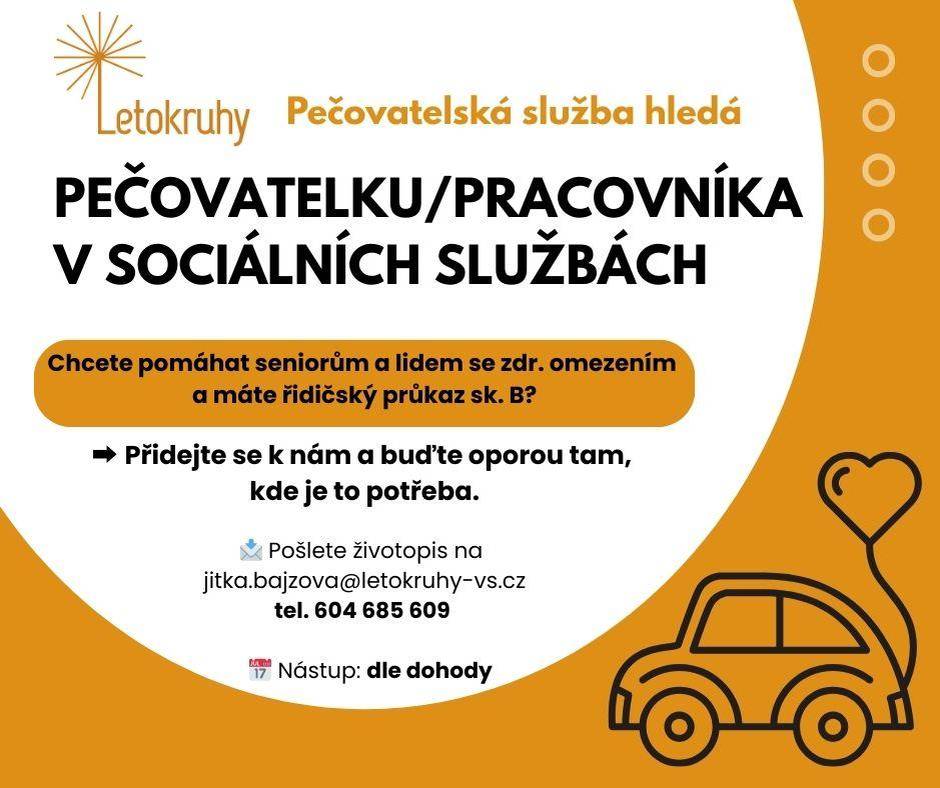 Pečovatelská služba hledá Pečovatelku/pracovníka v sociálních službách