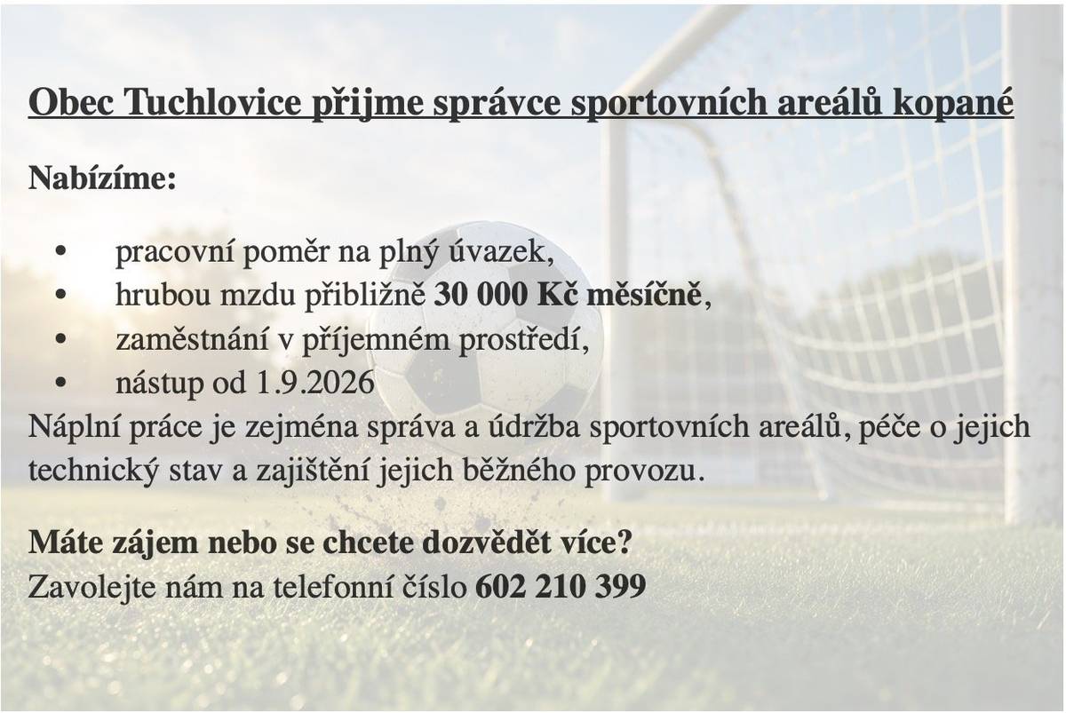 Inzerát s nabídkou práce v Tuchlovicích:
