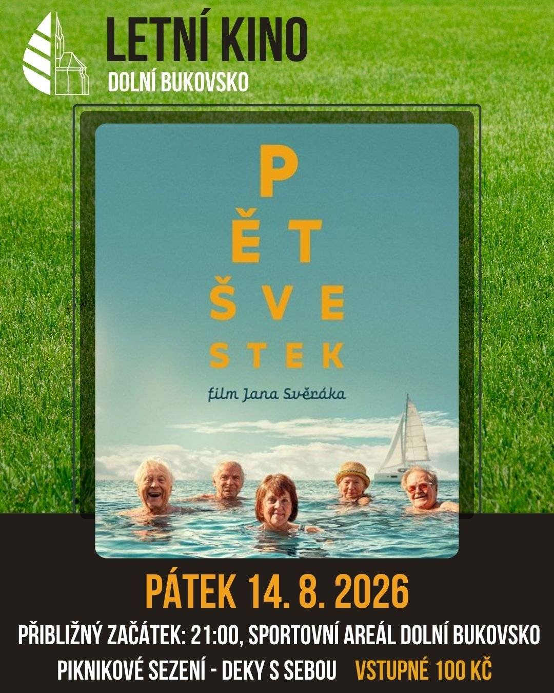 🎬🌙 Letní kino v Dolním Bukovsku pokračuje! 🌙🎬 Přijďte si užít příjemný letní večer pod širým nebem s českou filmovou komedií Pět švestek od Jana Svěráka. 📅 Kdy: pátek 14. srpna 2026 🕘 Začátek: přibližně ve 21:00 (po setmění) 📍 Kde: Sportovní areál Dolní Bukovsko 🧺 Piknikové sezení – vezměte si deku nebo podsedák a užijte si film v pohodlí pod hvězdami. 🎟️ Vstupné: 100 Kč Přijďte si odpočinout, pobavit se a strávit letní večer ve skvělé společnosti. Těšíme se na vás! 🍿✨