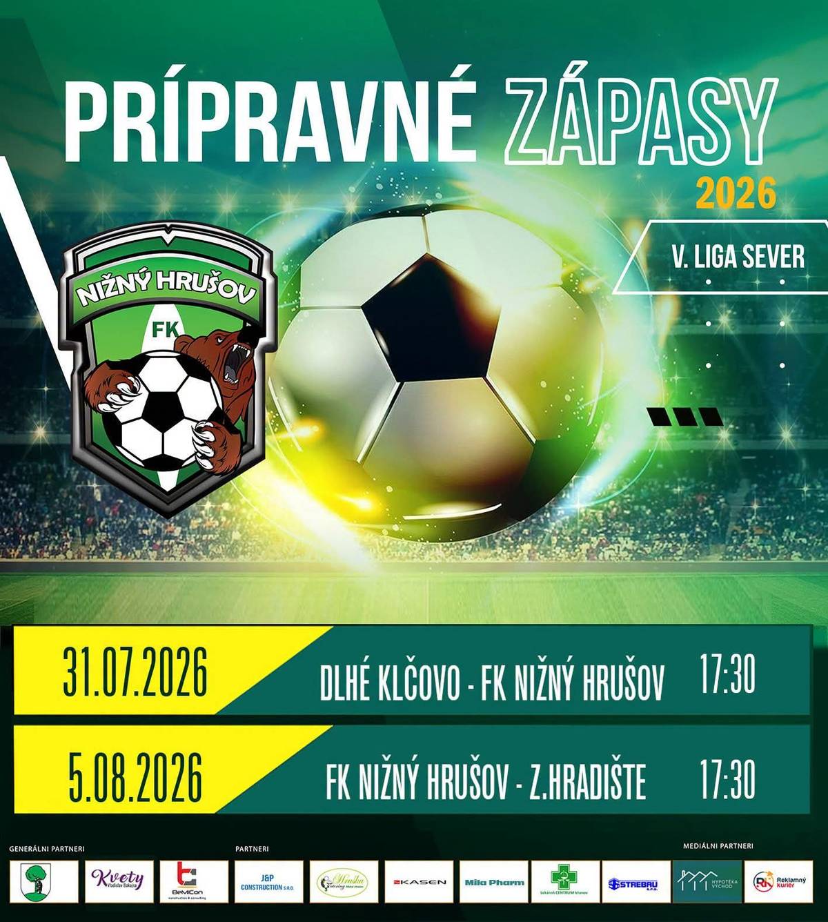 Pozvánka pre fanúšikov futbalu na "susedský" prípravný zápas                         Dlhé Klčovo - FK Nižný Hrušov 31.7.2026 o 17:30 hod.