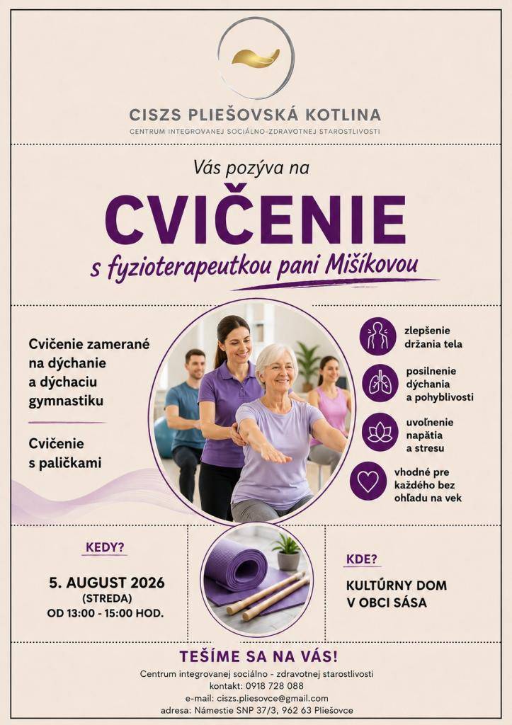 Cvičenie s fyzioterapeutkou pani Mišíkovou
