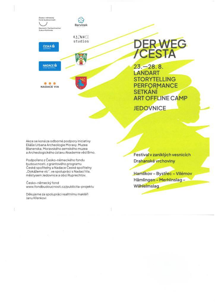 23.-28.8.2026  Hamlíkov - Bystřec - Vilémov    SETKÁNÍ ART OFFLINE CAMP  Jedovnice