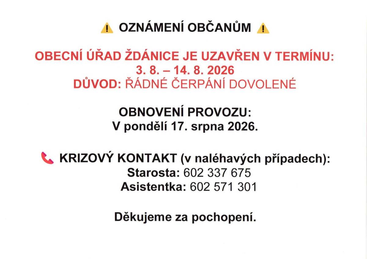 Dovolená 3.8.-14.8.2026