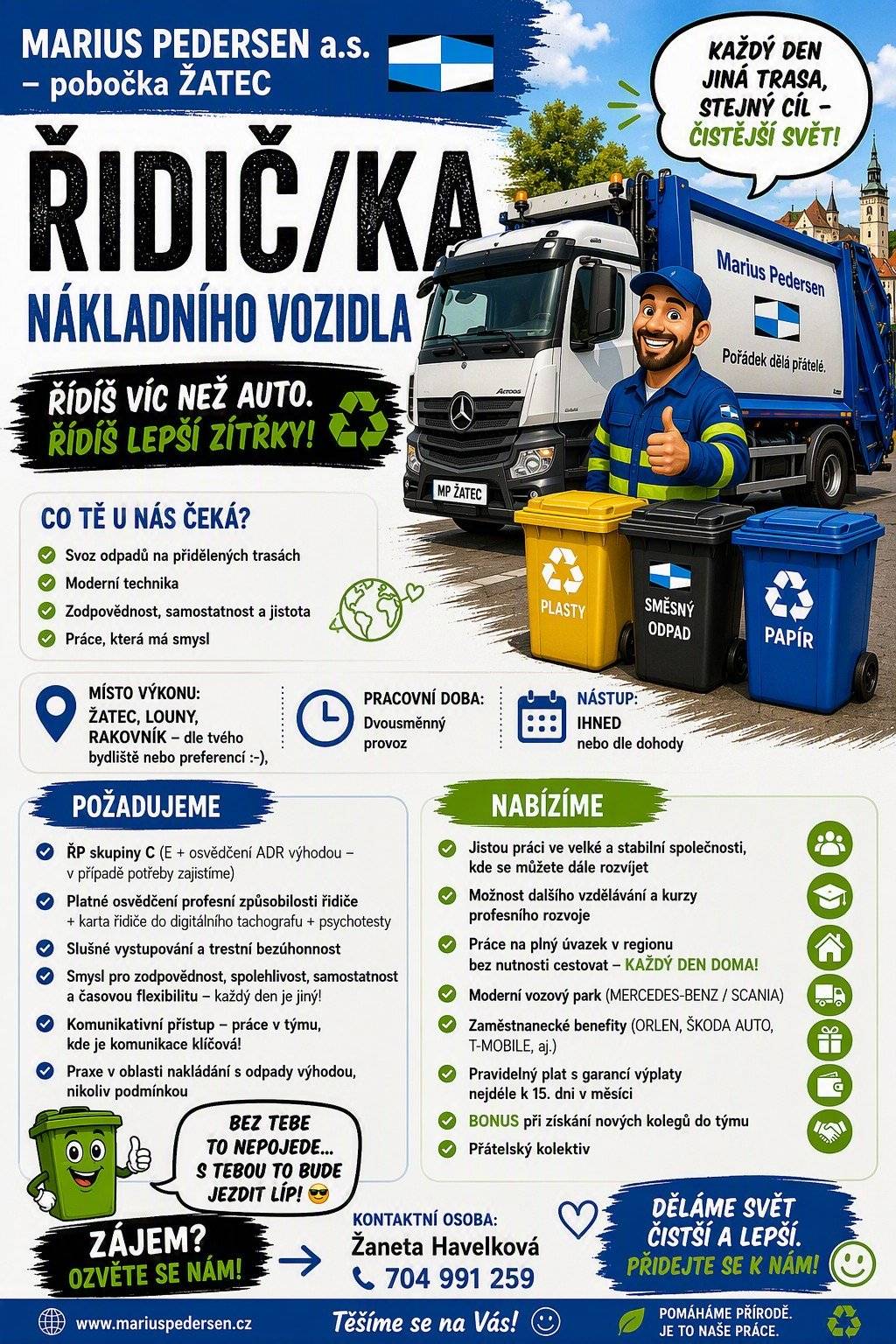 🚛 HLEDÁ SE ŘIDIČ/KA NÁKLADNÍHO VOZIDLA! Marius Pedersen rozšiřuje svůj tým a hledá nové kolegy pro oblast Žatec, Louny a Rakovník. Stabilní práce, moderní technika, zaměstnanecké benefity a každý den doma. 💚 📞 Máte zájem? Ozvěte se na 704 991 259.