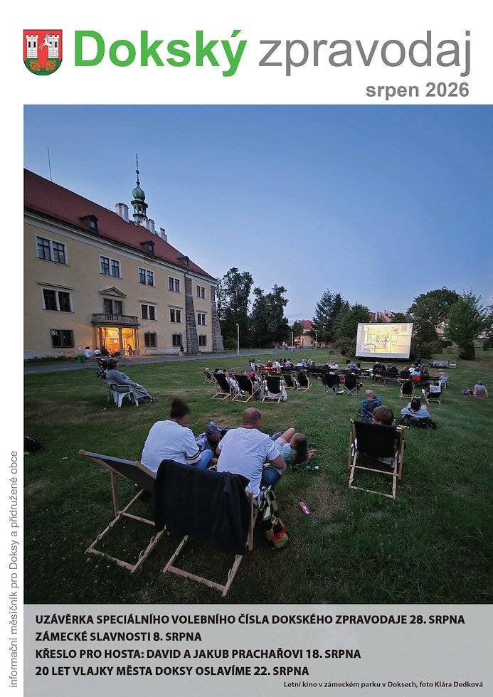 Právě vychází srpnové číslo Dokského zpravodaje. Elektronická verze zde: SRPEN 2026, případně v menu aplikace.