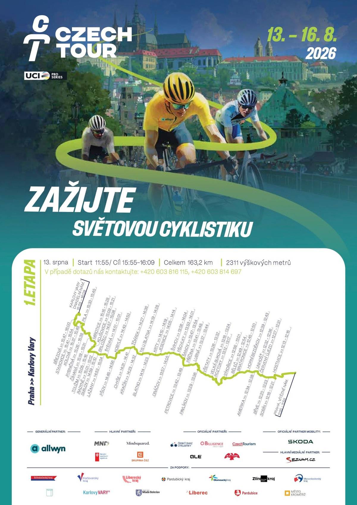Oznamujeme Vám, že ve čtvrtek 13. 8. 2026 - předpoklad cca 14:14 h - 14:23 h - bude projíždět obcí Blatno cyklistický závod "CZECH TOUR 2026". Peloton závodníků pojede ve směru od obce Krty k obci Tis u Blatna (viz příloha).