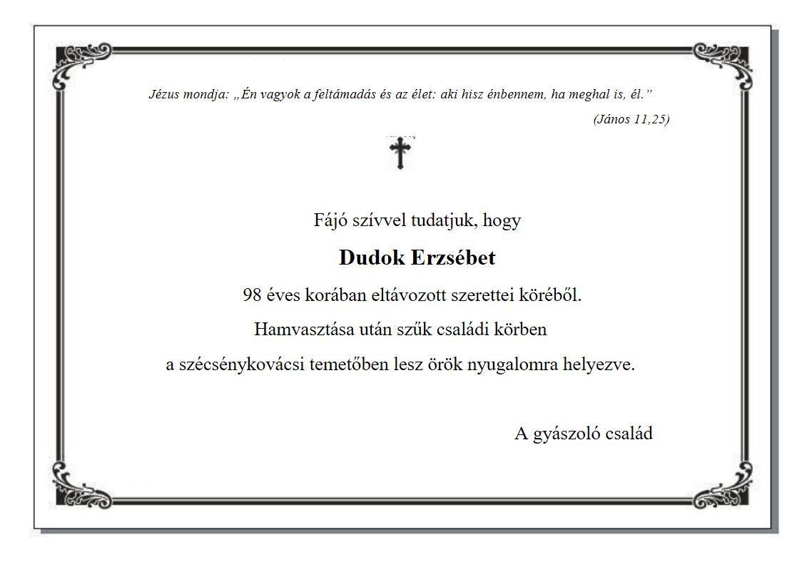 Oznámenie o úmrtí obyvateľky našej obce  Gyászjelentés falunk lakosának elhalálozásáról