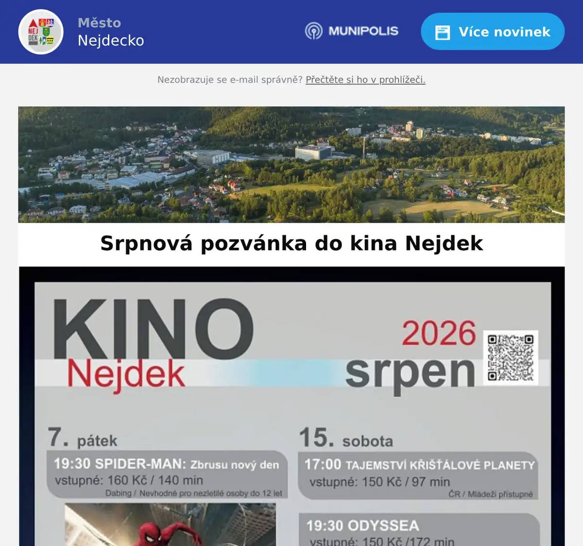 Zveme Vás na premiérové filmy do Kina Nejdek. VStupenky koupíte na Vstupenky na akce města Nejdek