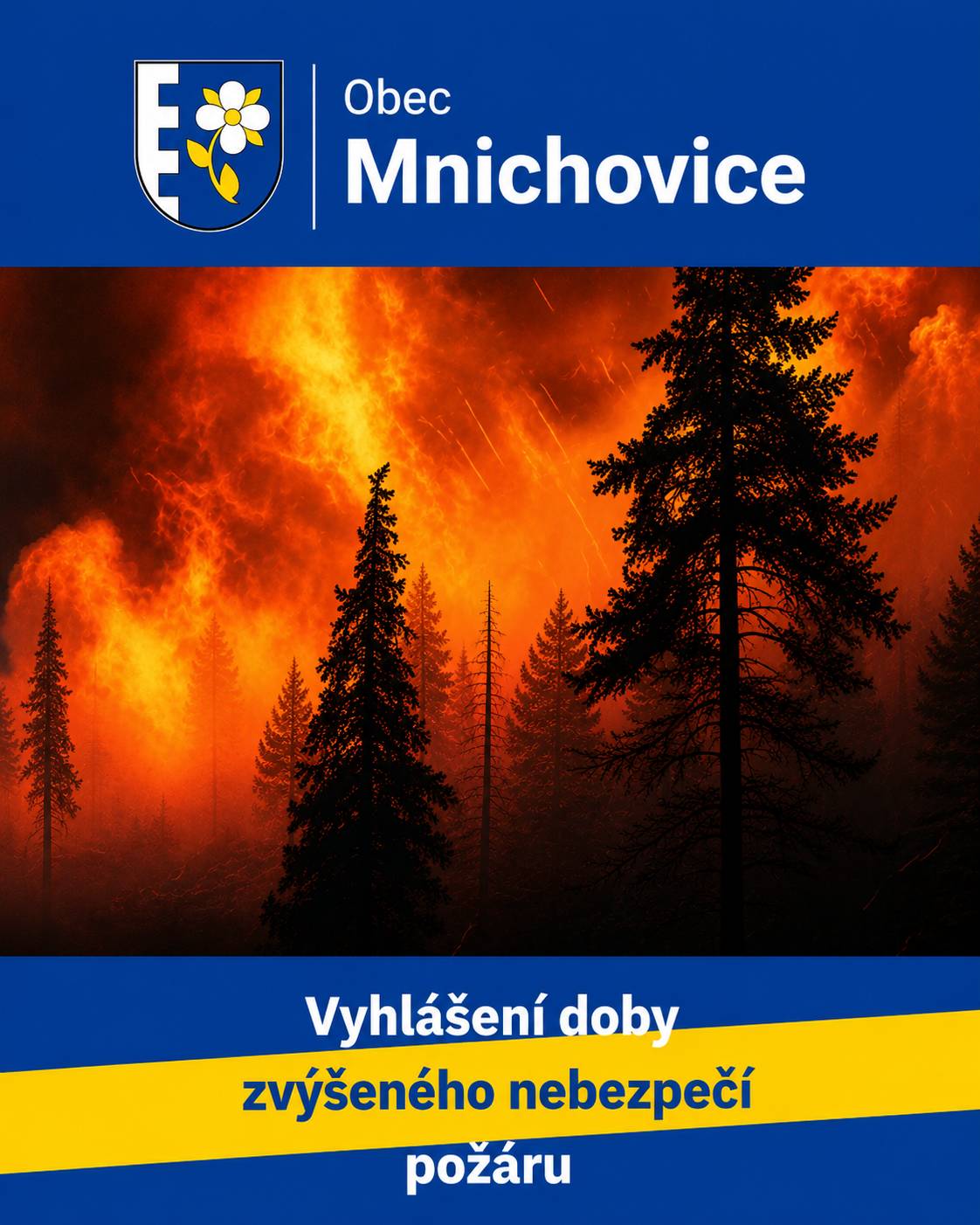 Hejtmanka Středočeského kraje vyhlásila od 1. srpna 2026 od 00:00 hodin až do odvolání dobu zvýšeného nebezpečí vzniku požáru na celém území kraje. Důvodem jsou aktuální klimatické podmínky a návrh Hasičského záchranného sboru Středočeského kraje. ⚠️ V tomto období platí zvýšená opatření a omezení, jejichž cílem je předcházet vzniku a šíření požárů. Prosíme občany o maximální opatrnost, zejména při rozdělávání ohně, kouření v přírodě a používání techniky, která může způsobit jiskření. 📄 Podrobné informace a platné Nařízení Středočeského kraje č. 1/2025 najdete zde: https://pkr.kr-stredocesky.cz/pkr/narizeni-stredoceskeho-kraje-kterym-se-stanovi-podminky-k-zabezpeceni-pozarni-ochrany-v-dobe-zvyseneho-nebezpeci-vzniku-pozaru-c-12025/ 🚒 Dodržování nařízení kontroluje Hasičský záchranný sbor Středočeského kraje. Děkujeme za ohleduplnost a zodpovědné chování.