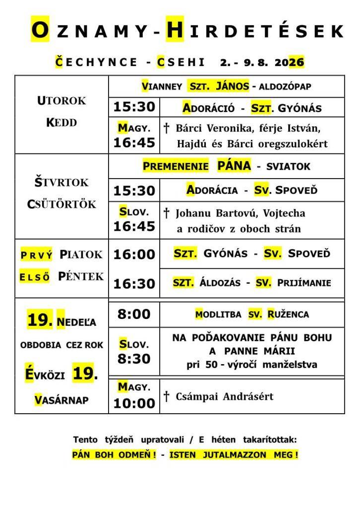 omšový poriadok - miserend