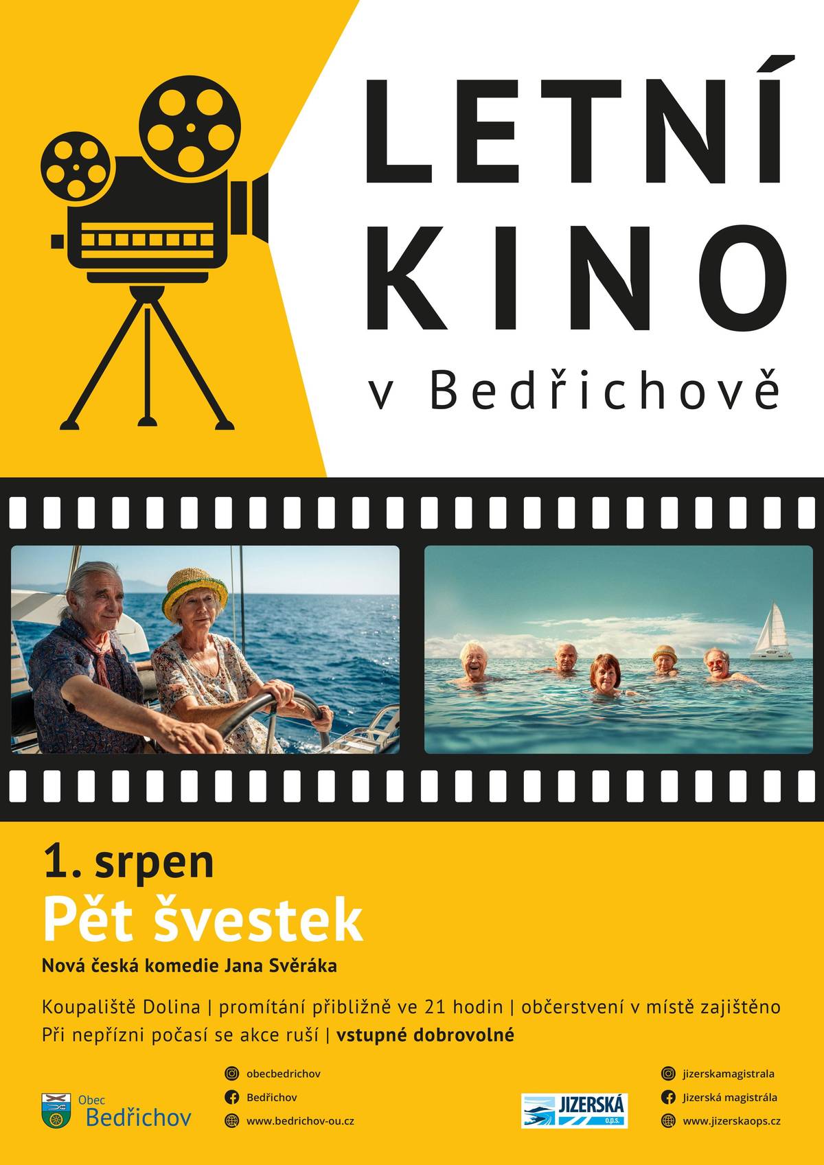 Dnes ve 21 hodin promítáme u koupaliště Dolina nový český film Pět švestek. S sebou deky a dobrou náladu. Restaurace v době promítání otevřena, vstupné dobrovolné. Obec Bedřichov a JOPS