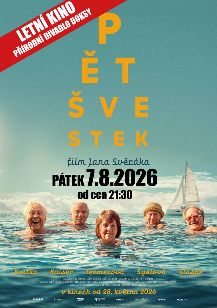 Letí kino v Přírodním divadle   Film Pět švestek   Vstupné 120 Kč / senioři 100 Kč  Areál otevřen od 20:00  Promítání po setmění cca od 21:30