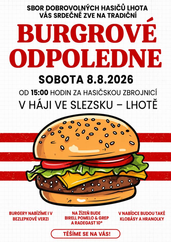 v sobotu 8.8.2026 od 15:00 hodin v Háji ve Slezsku - Lhotě.