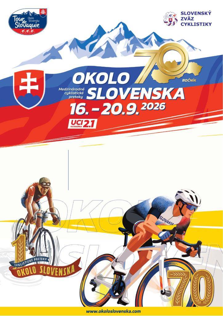 V dňoch 16. - 20. septembra 2026 sa uskutoční jubilejný 70. ročník Medzinárodných cyklistických pretekov okolo Slovenska.