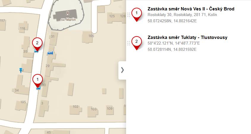 V souvislosti s uzavírkou mostu upozorňujeme, že se mění i nástupní stanice zastávek V Rostoklatech u kostela! Nově bude nástupní stanice ve směru Český Brod zastávka před č.p. 30 a naopak.