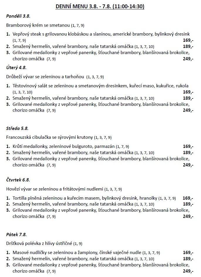 Menu je ke stažení zde: denní menu 3.8-7.8.pdf Další informace a rezervace: www.trirybi.cz https://www.facebook.com/profile.php?id=61578100683514