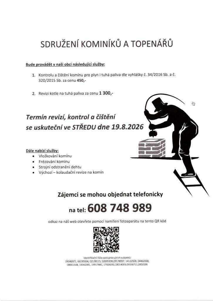 Zájemci se mohou objednat telefonicky 608 748 989
