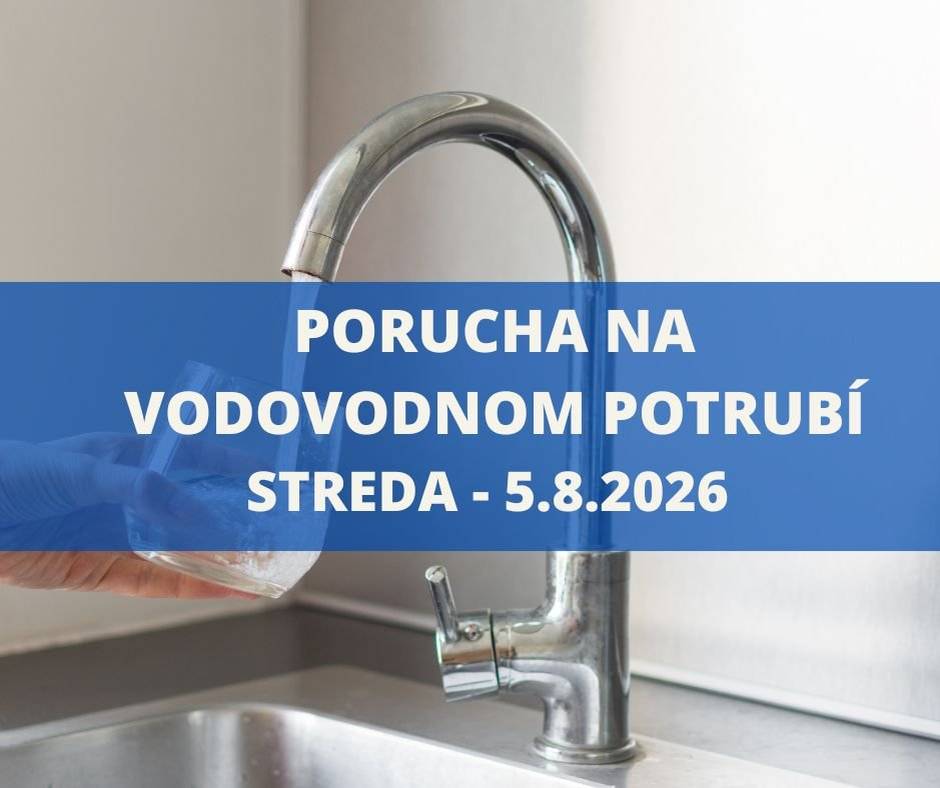 📢Regionálna vodárenská spoločnosť Vlára-Váh Nemšová oznamuje, že z dôvodu poruchy na vodovodnom potrubí bude dnes 5.8.2026 v čase od 9:00 hod. až do odstránenia poruchy odstavený prívod pitnej vody na uliciach:  📍SNP,  📍Štúrova,  📍Bernolákova,  📍Jesenského,  📍Mlynská,  📍Kamenec, 📍Hornov.   📢Zároveň Regionálna vodárenská spoločnosť oznamuje, že v celej Nemšovej a Ľuborči bude znížený tlak vo vodovodnom potrubí.
