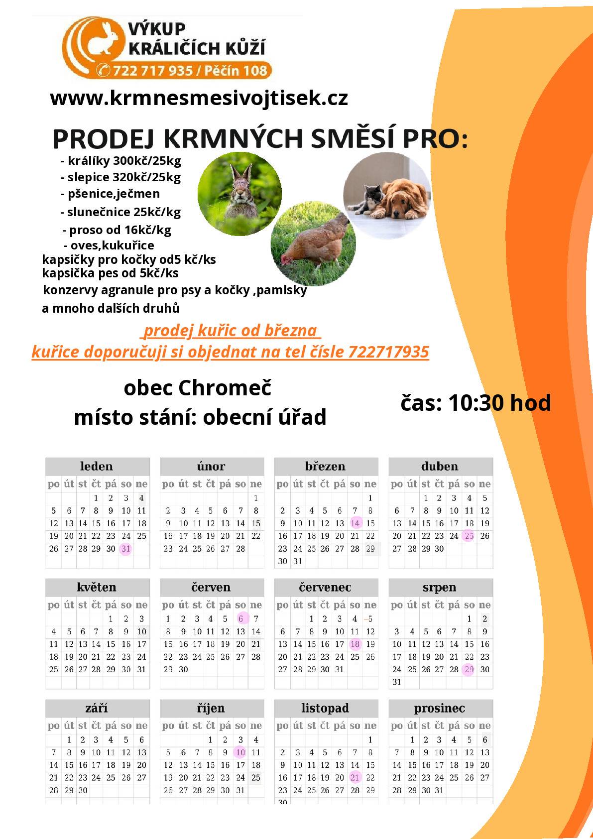Firma Vojtíšek Tel.:722 717 935 Výkup kůží a rozvoz krmiv - Krmné směsi Vojtíšek