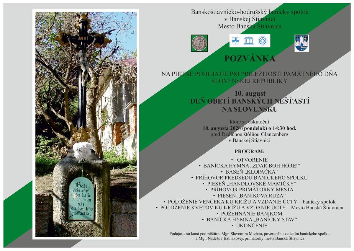 Pozývame vás k štôlni Glanzbenberg 10. augusta 2026 o 14:30 hod.
