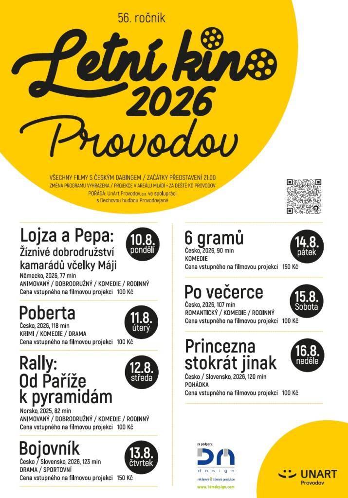 Letní kino Provodov srpen 2026