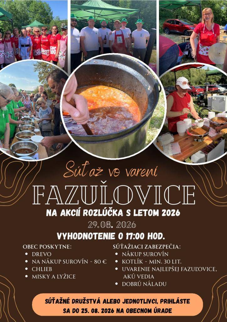 Súťaž vo varení fazuľovice na akcií rozlúčka s letom   29. 08. 2026