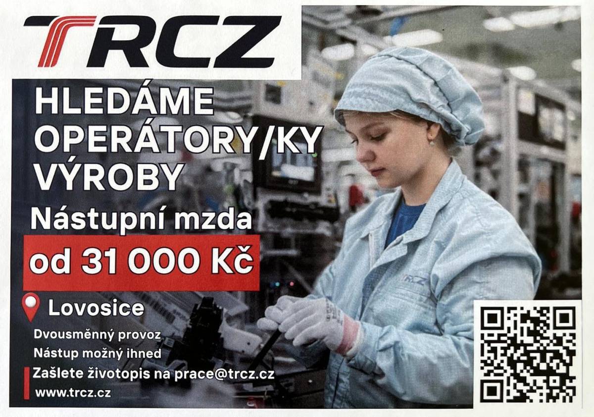 Obec informuje své občany o aktuální pracovní nabídce od lokálního zaměstnavatele – společnosti TRCZ, která sídlí v Lovosicích.