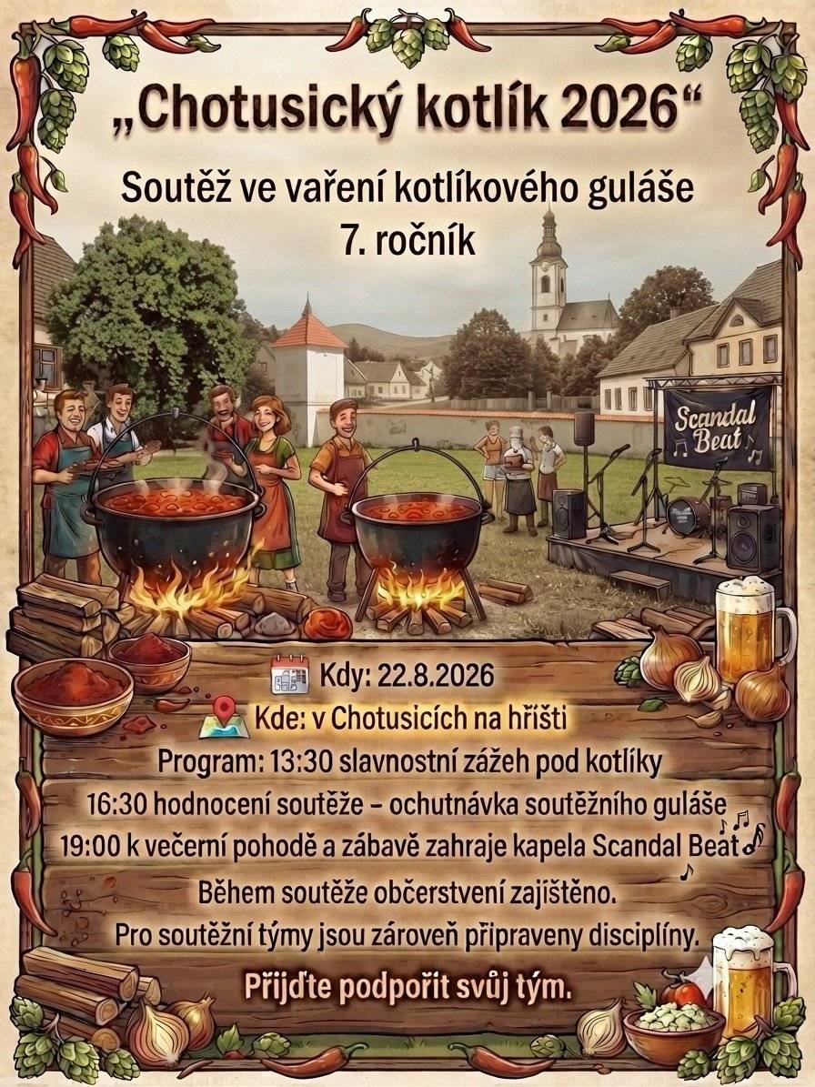 📌V Chotusicích na hřišti u myslivecké klubovny 📌