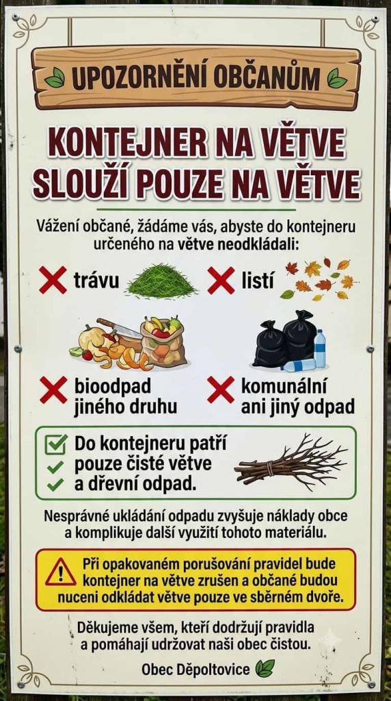 Kontejner na větve slouží pouze na větve