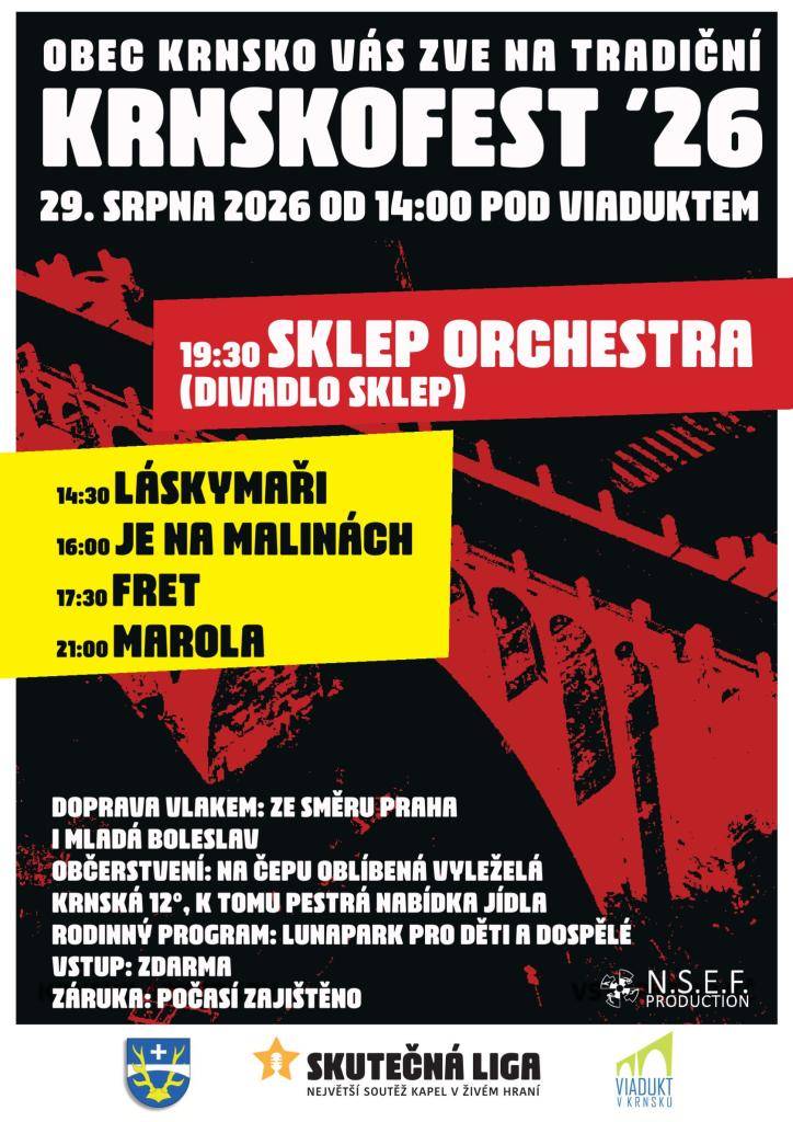 Zveme Vás v sobotu 29. srpna 2026 - od 14:00, na hudební multižánrový festiválek pod viaduktem