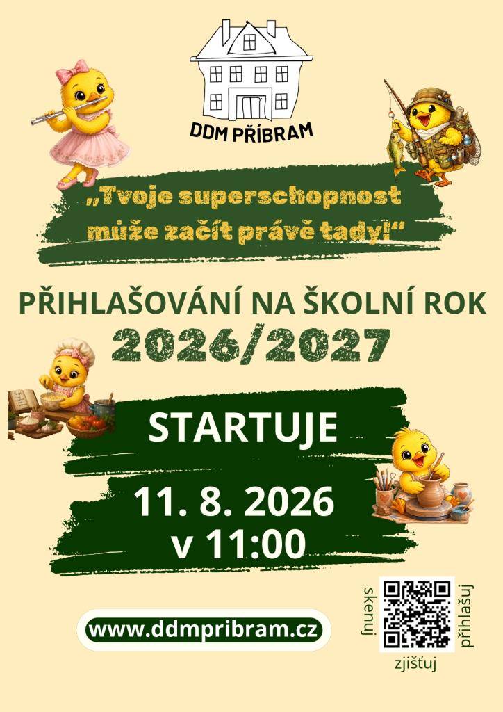 DDM Příbram aktuálně nabízí rodičům volnočasové aktivity pro jejich děti během nového školního roku 2026/2027.