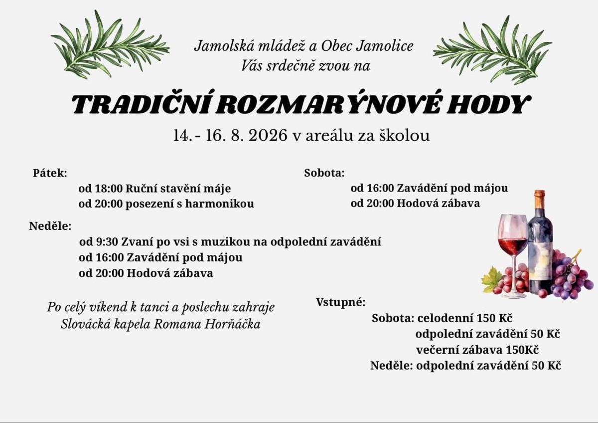 Tradiční rozmarýnové hody 14.8. - 16.8.2026