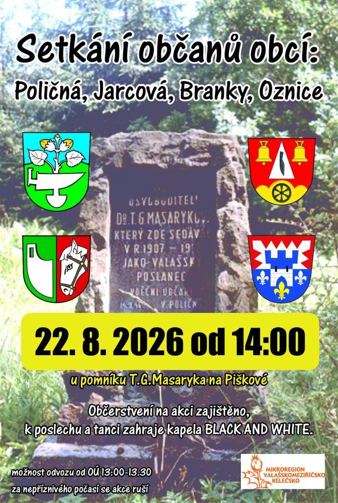 Pozvání na tradiční sousedské setkání na pomyslné hranici obcí - na Piškové.