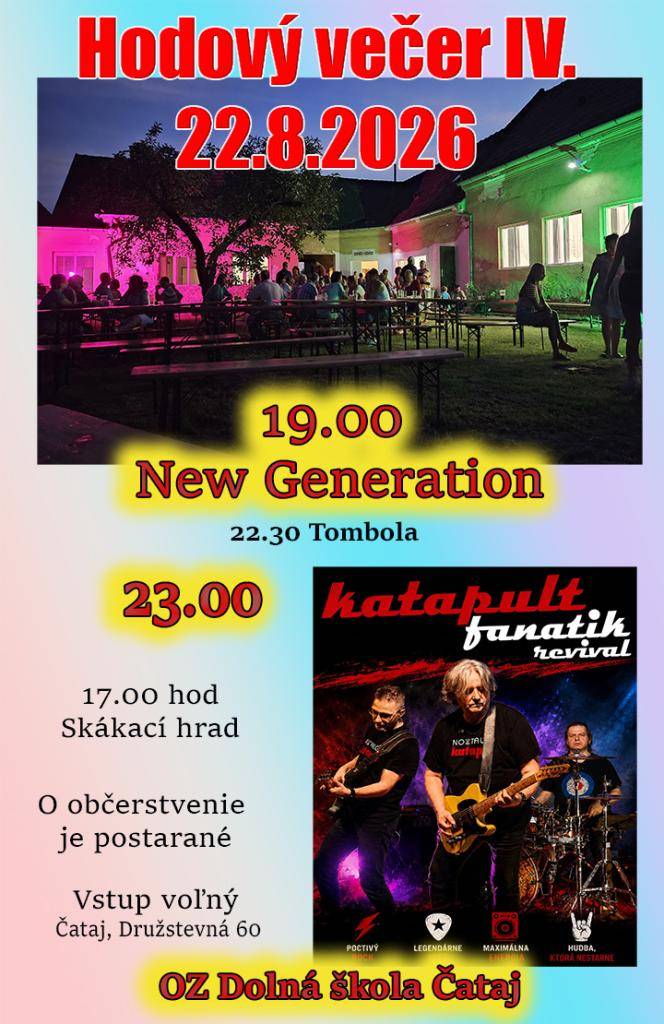 V Čataji sa 22. augusta koná hodový večer.